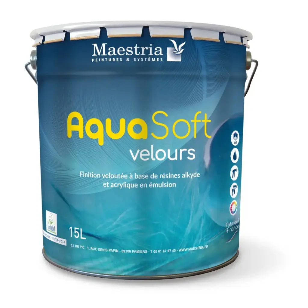 AQUASOFT VELOURS – Peinture velours lavable murs & plafonds séjour chambre bureau – NF Environnement